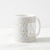 Cream Gold Raindrop Modernes Trendy Monogram Kaffeetasse (VorderseiteRechts)
