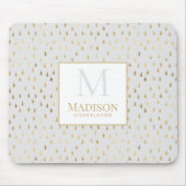 Cream Gold Raindrop Modernes Trendy Monogram Mousepad (Vorne)