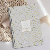 Cream Gold Raindrop Modernes Trendy Monogram Planer