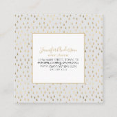 Cream Gold Raindrop Modernes Trendy Monogram Quadratische Visitenkarte (Rückseite)