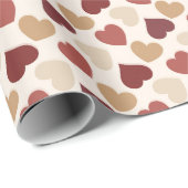 Cream Gold Red Hearts Love Geschenkpapier (Rolleneckpunkt)