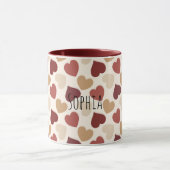 Cream Gold Red Hearts Tasse (Zentrum)