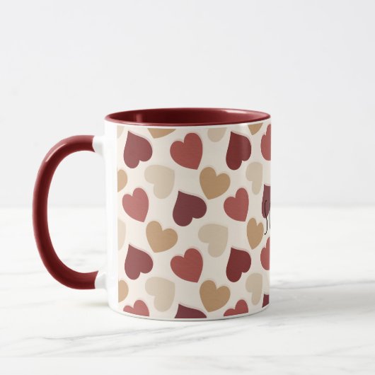Cream Gold Red Hearts Tasse (Links)