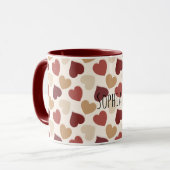 Cream Gold Red Hearts Tasse (Vorderseite Links)