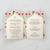 Cream Gold Rote Rosen in einer Sikh Hochzeit Einladung (Innenseite)