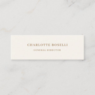 Cream Gold Serif-Schriftart Professional Matt Zwei Mini Visitenkarte