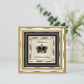 Cream Gold Silver Birthday Prince King Queen 2 Einladung (Stehend Vorderseite)