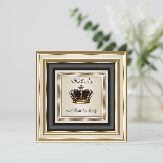 Cream Gold Silver Birthday Prince King Queen 2 Einladung (Stehend Vorderseite)