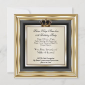 Cream Gold Silver Birthday Prince King Queen 2 Einladung (Rückseite)