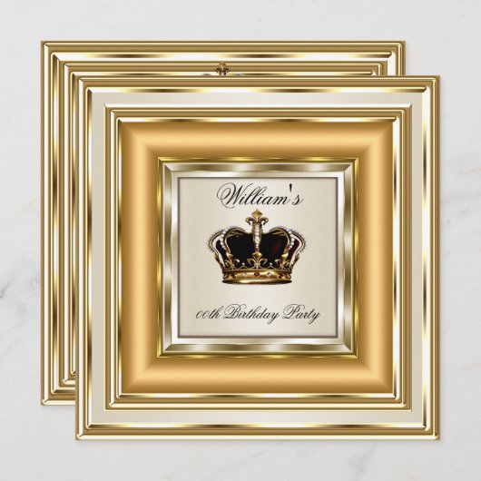 Cream Gold Silver Birthday Prince King Queen Einladung (Vorne/Hinten)