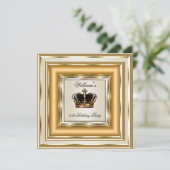 Cream Gold Silver Birthday Prince King Queen Einladung (Stehend Vorderseite)