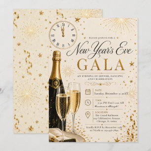 Cream Gold Silvesterparty Einladung
