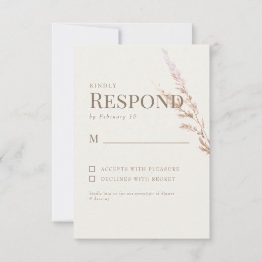 Cream Gold Text Boho Wedding RSVP (Vorderseite)