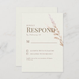 Cream Gold Text Boho Wedding RSVP