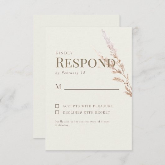 Cream Gold Text Boho Wedding RSVP (Vorne/Hinten)