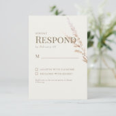 Cream Gold Text Boho Wedding RSVP Karte (Stehend Vorderseite)