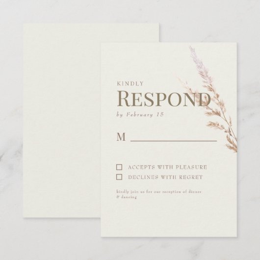 Cream Gold Text Boho Wedding RSVP Karte (Vorne/Hinten)