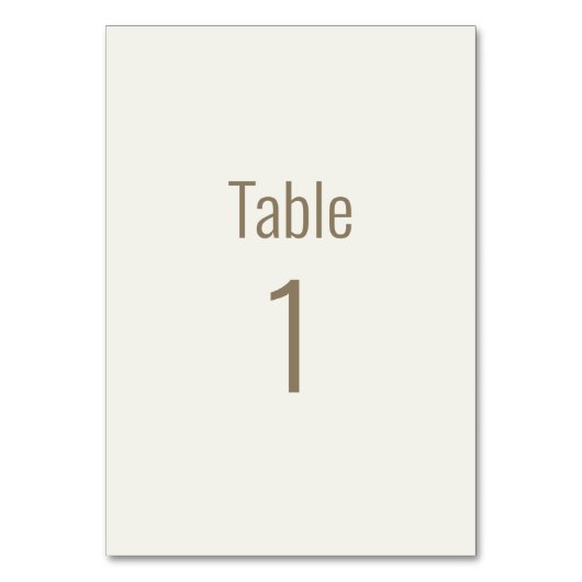 Cream Gold Text Wedding Tischnummer (Vorderseite)
