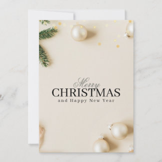 Cream Gold und Weiß Minimal Frohe Weihnachten Grüß