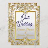 Cream & Gold Wedding Canvas Print – Ornate Frame W Einladung (Vorne/Hinten)
