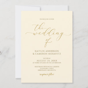 Cream & Gold Wedding Elegantes Kalligrafisches Skr Einladung