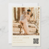 Cream Gold Wedding QR Code Foto Script Einladung (Rückseite)