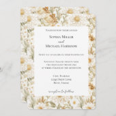 Cream Gold White Country Blume Hochzeit Einladung (Vorne/Hinten)