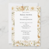 Cream Gold White Country Flowers Bridal Shower Einladung (Vorderseite)