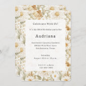 Cream Gold White Country Flowers Einladung (Vorne/Hinten)