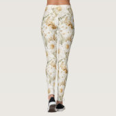 Cream Gold White Country Flowers Leggings (Rückseite)