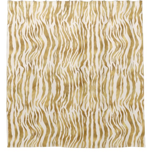Cream Gold Zebra Print     Duschvorhang (Vorderseite)