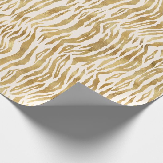 Cream Gold Zebra Print Geschenkpapier (Ecke)