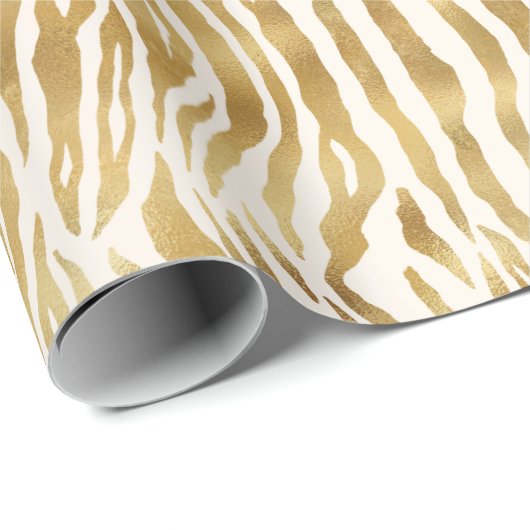 Cream Gold Zebra Print      Geschenkpapier (Rolleneckpunkt)