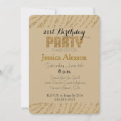 Cream Gold Zebra Print Imitate Glitzer 21. Geburts Einladung (Vorderseite)