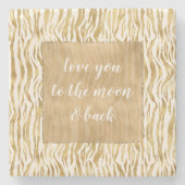 Cream Gold Zebra Print Steinuntersetzer (Vorderseite)