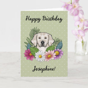Cream Golden Retriever Bunte Blumen Geburtstag Karte