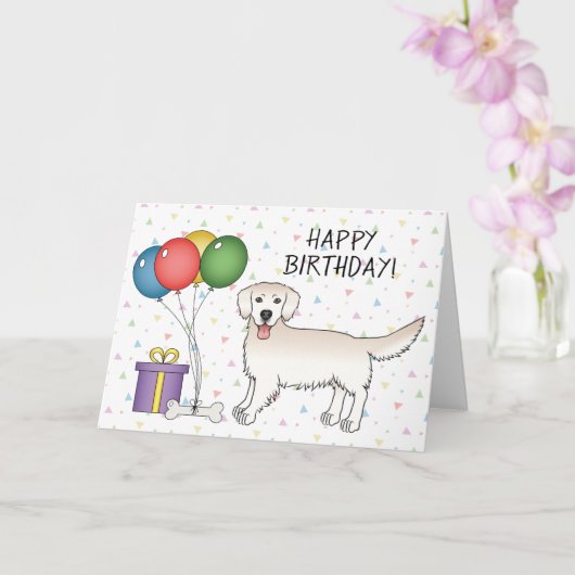 Cream Golden Retriever Cartoon Hund Happy Birthday Karte (Orchidee)