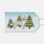 Cream Golden Retriever Dog Blue Snowy Weihnachten Geschenkanhänger (Vorderseite (Horizontal))