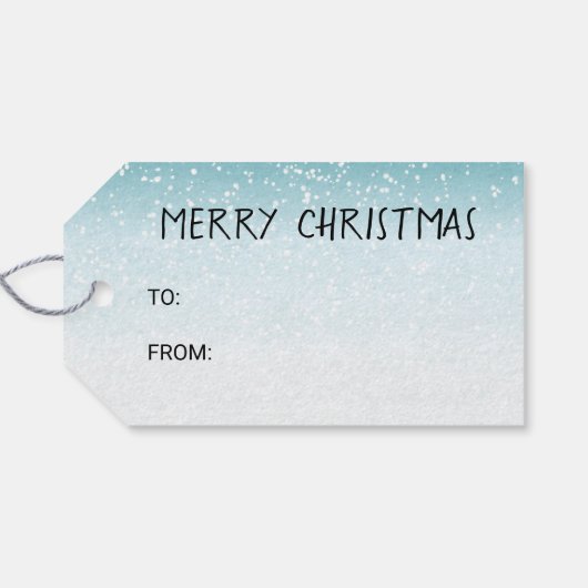 Cream Golden Retriever Dog Blue Snowy Weihnachten Geschenkanhänger (Rückseite Horizontal)