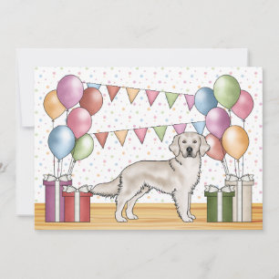 Cream Golden Retriever Hund farbenfroh Geburtstag Einladung