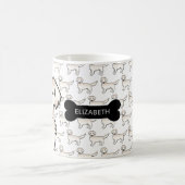 Cream Golden Retriever Hund mit Dog Bone & Name Kaffeetasse (Mittel)