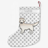 Cream Golden Retriever Hund mit Paws & Name Kleiner Weihnachtsstrumpf (Rückseite)