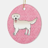 Cream Golden Retriever on Pink Hearts Pet Memorial Keramik Ornament (Links)