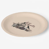 Cream Gothic Skulls geben Dankeschön Party Pappteller (Schrägansicht)