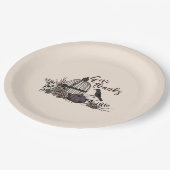 Cream Gothic Skulls geben Dankeschön Party Pappteller (Schrägansicht)