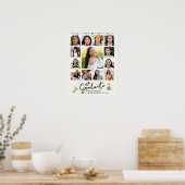 Cream Graduation K–12 Photo Collage Black Doodles Poster (Küche)