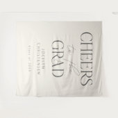 Cream Gray Cheers to the Grad Photo Backdrop Wandteppich (Vorderseite (Horizontal))