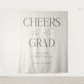 Cream Gray Cheers to the Grad Photo Backdrop Wandteppich (Vorderseite)