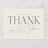 Cream Gray Elegant Modern Graduation Thank You Postkarte (Vorderseite)