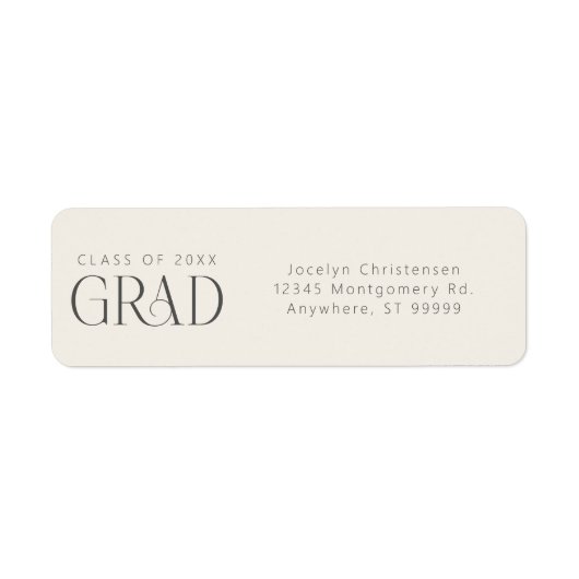 Cream Gray Grad Personalized Return Address (Vorne)